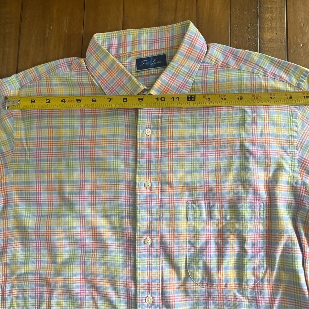 Tom James Plaid Pastels Custom Tailored Collared … - image 7